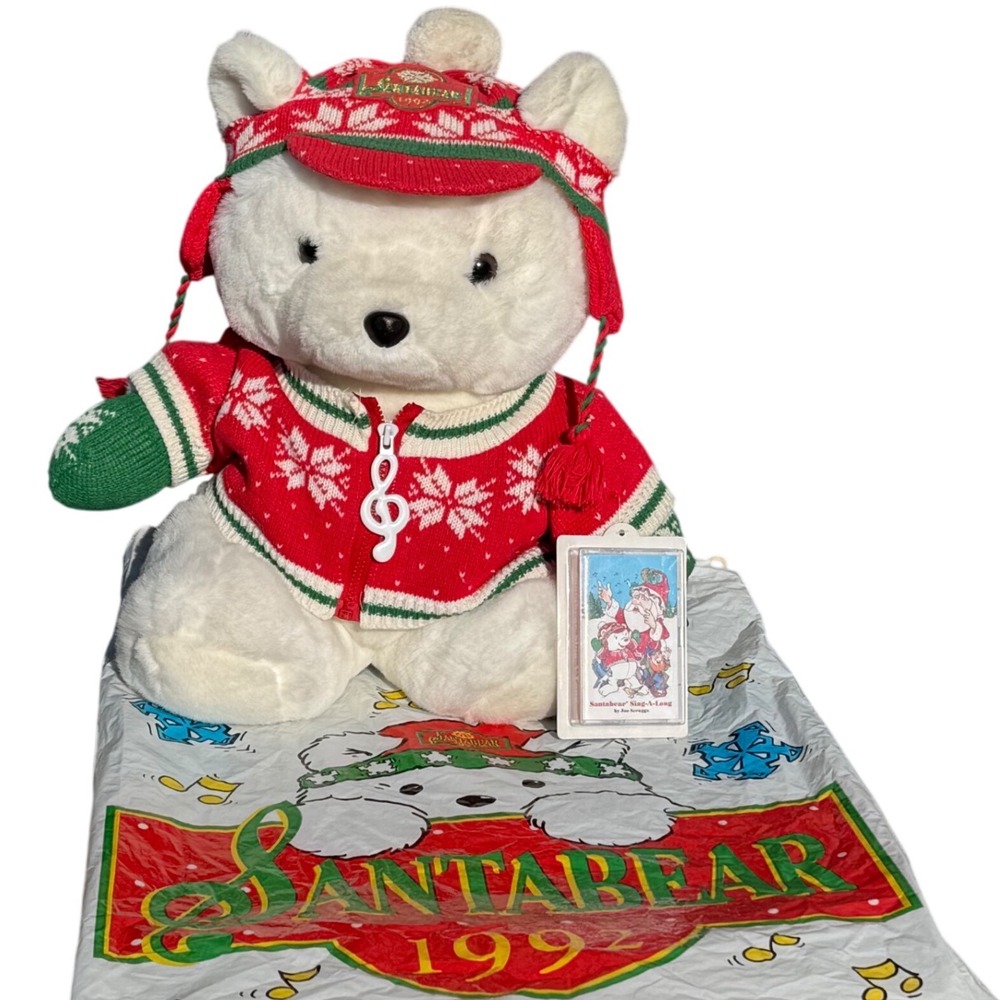 1992 Dayton Hudson Santabear Plush with Original Bag and Sing-A-Long Cassette